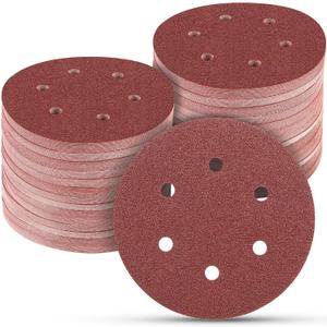 100 PCS 6 Inch Sanding Discs 60 Grit, 6 Hole Hook and Loop Sandpaper, Round Orbital Sand Paper Discs for Sander