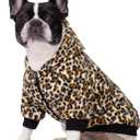 French Bulldog Clothes Dog Hoodie Sweatshirts with Pockets for Small Dogs Puppy Chihuahua Coat Clothing Pet Cat Hoodie Fleece Dog Sweaters Costume (Leopard), S