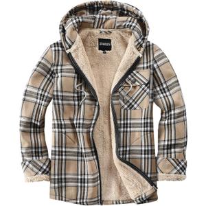 Elesuit Men's Full Zip Fleece Flannel Jackets Shirt Plaid Cotton Hoodies Soft Warm Coat for Men with Hood (X-Large)