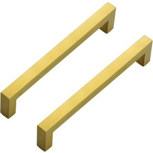 Ravinte 12 Pack 6-1/4 Inch Kitchen Square Cabinet Handles Brushed Brass Pulls Gold Drawer Pulls Kitchen Cabinet Hardware for Cupboard Drawer Handles