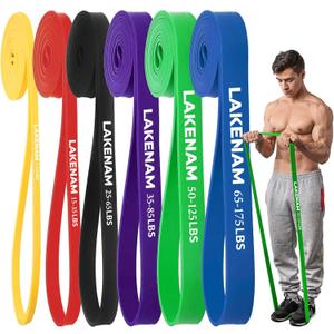 Resistance Bands Set, Exercise Workout Pull Up Assistance Bands with 6 Resistance Levels, Muscle Training Straps for Fitness, Working Out, Body Stretching, Physical Therapy, More