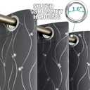 BGment Short Blackout Curtains 40 Inches Length for Small Window, Grommet Thermal Insulated Window Drapes with Wave Line and Dots Printed for Kitchen Bedroom, 2 Panels, Each 42 x 40 Inch, Dark Grey