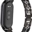 MOTONG Compatible with Xiaomi Band 9 Replacement Band - Stainless Steel Wrist Watch Band Strap - Black, Medium, Modern, Sports, Easy to Install