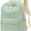 LEDAOU School Backpack for Teen Girls Elementary Middle School Bookbag Kids Backpacks Women Laptop Backpack Travel Daypack (Little Flower Green)