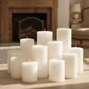 12 Pack White Pillar Candles Bulk Set, 3x3/6/8 Inch - 4 Each Size, Dripless Smokeless Clean Burning for Wedding Centerpieces, Home Decor, Church, Romantic Ambiance (12-Flat Top)