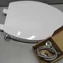 Clirass Bidet Toilet Seat, Soft Close Elongated Toilet Seat, Button control Feminine/Posterior Wash Switch, Knob Control Water Pressure,White Bidet Seat Attachment with Brass inlet Easy Installation