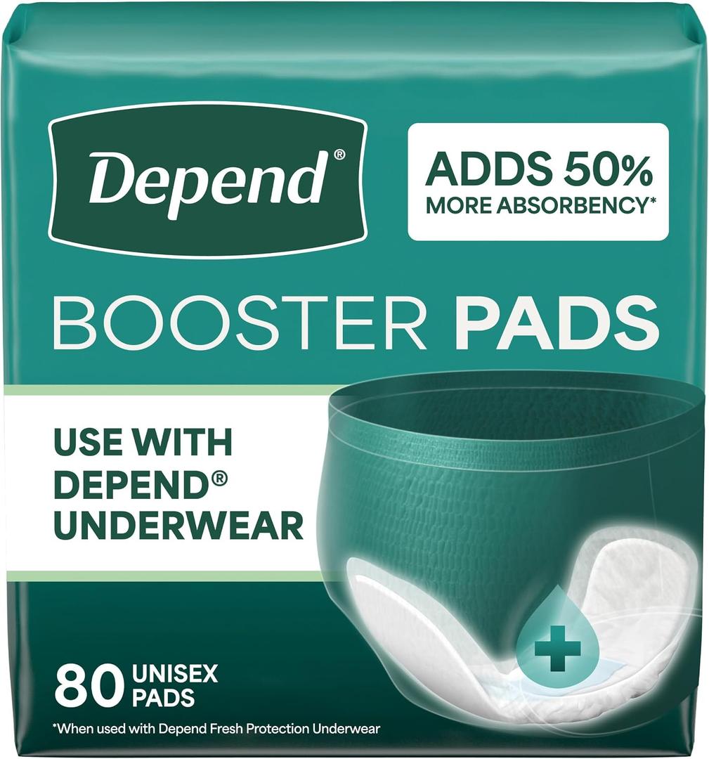 Depend Booster Pads for Adult Incontinence, Unisex, 80 Count