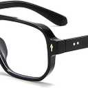 PORADAY Blue Light Blocking Glasses for Women Men 70s Retro Square Aviator Eyeglasses Rectangle Computer Eyewear