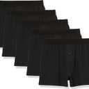Amazon Essentials Men's Breathable Cotton Jersey Boxer Shorts, Soft Relaxed Fit for All-Day Comfort, Pack of 5, Black, 6X-Large Big
