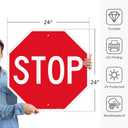 GicnKeuz Stop Signs Traffic Signs 24 x 24 Inches, High Intensity - Engineer Grade Reflective Aluminum Sheeting, Rust Free Metal Stop Sign Street Road Sign, Weather Resistant, Waterproof, Fade Resistant, 2 Pre-drilled Holes (1-PACK)