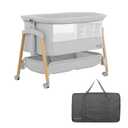 Evolur Lullaby Portable Bassinet with Wheels, Adjustable Bedside Sleeper, Breathable Mesh Sides, Large Storage Basket, Easy Fold, and Travel Bag Included, Perfect for Newborns & Infants - Light Gray