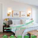 Battery Operated RGB Color Changing Rechargeable Wall Sconce Set of 2, Glass Globe, Up to 50 Hours Use, No Wiring for Bedroom Living Room (Color : Brass)