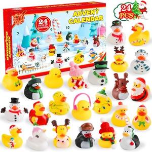 Christmas Advent Calendar 2025 for Kids 24 Days Christmas Countdown Calendar with Rubber Ducks Bath Toys Xmas Party Favors Fun Toys Gifts for Kids Boys Girls Toddlers Children Teens Friends Xmas