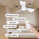 30 Inch Flush Mount Ceiling Fan with Light - Small Ceiling Fan with Light for Bedroom/Kids Room/Small Room - Low Profile Design - Indoor/Outdoor Use - 3 Blades White