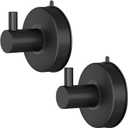 DGYB Suction Cup Hooks for Shower Set of 2 Towel Hooks for Bathrooms SUS 304 Stainless Steel Matte Black Shower Hook for Loofah 15 LB Bathroom Hook for Towels