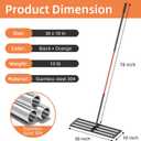 30" x 10" Leveling Rake for Backyard Leveling Kit, 6.5FT Heavy Duty Lawn Leveling Tool for Uneven Grass & Soil, Stainless Steel Yard Leveling Rake for Seeding, Includes Bonus Gloves & 2 Hooks, Black