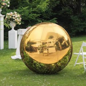 VEBESYET Gold Inflatable Mirror Ball 1m Reusable Large Event Decoration Balloon PVC Bubble Balloon For Party, Wedding, Decor (1 Piece, 39.4in)