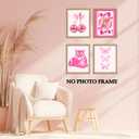 4 x Pink Wall Art Posters Prints For College Dorm Bedroom, Preppy Room Pictures Decorations, Coquette Room Decor For Wall, Aesthetic Y2k Picture Posters Set Of 4, Unframed 810 Inches -04