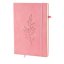 ZQZYMXQ A5 Lined Notebook Journal for Women Men, 200 Pages, Leaf Leather Hardcover Notebooks for Work Note Taking (Pink0, Pack of 4 