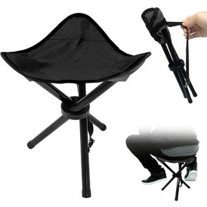 Travel Folding Camping Stool, 14.6 inches Tripod Chair and Maximum weight 300 lbs Outdoor Portable Party Chair Fishing Chairs Seat for Camping Fishing Hiking Gardening and Garden Painting Black