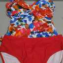 B2prity Women's Ruched Tankini Suimsuits V Neck Wrap Tie Back Two Pieces Bathing Suit Tummy Control Swimwear, M