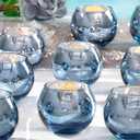 LAMORGIFT 24 Pcs Blue Votive Candle Holders Bulk- Blue Tealight Candle Holders for Wedding Decor, Mercury Glass Votives for Bridal Shower, Baby Shower Table Centerpieces