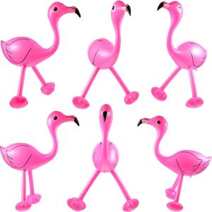 Yaomiao Inflatable Pink Flamingo Summer Beach Luau Birthday Party Accessories for Outdoor Indoor Hawaiian Party Decoration (24 Pieces)
