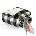 Sunbeam Microplush Sherpa Electric Heated Throw Blanket-Black/White Plaid 60×70"