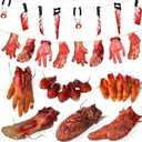 Halloween Decorations Blood Weapon Garland Banner Props Hanging Scary Fake Severed Hand Broken Body Parts for Haunted House Halloween Vampire Zombie Party Supplies (6pcs Body Parts)