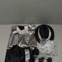 Dance Star Costume for Kids 80s 90s Pop Stage Cosplay Party Halloween Role Play 3-12 Years (White Black)