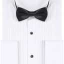 FAHIZO Men's White Tuxedo Shirt with Wing Collar, French Cuffs & Accessories, Size L