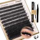 Focipeysa Lash Extension Kit Thick Eyelash Extension Kit 10-18mm Fluff Volume Lash Clusters 200D Individual Eyelashes Kit with Lashes Bond, Lashes Remover, Lash Tweezers, DIY Lash Extension