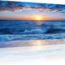 Lapremoly Canvas Wall Art - Large Blue Ocean Beach Wall Painting for Living Room, Bedroom & Office - 20" X 40"