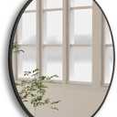 CULER Round Black Bathroom 30 Inch Mirror,Circle Wall Modern Mirror for Bedroom,Hanging Vanity Tempered Glass Mirrors for Entryway or Living Room (30 inch, Black)