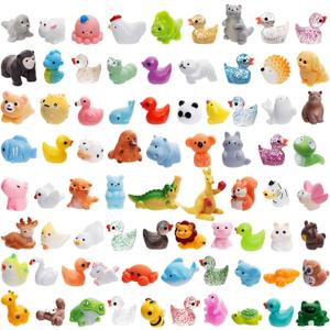 80 Pcs Mini Resin Animals 80 Styles Resin Animals Figurines Bulk for Fairy Garden Miniature Dollhouse Accessories Hide Crafts Decor