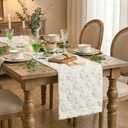 Artoid Mode White Soft Plush Faux Fur Jacquard Lucky Clover St. Patrick's Day Table Runner, Seasonal Spring Kitchen Dining Table Decoration for Home Party Decor 13x108 Inch