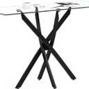 Tempered Glass Console Table with Metal Legs, Modern Narrow Sofa Table for Hallway Entryway (Black, 39"x18"x30")
