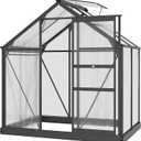 Outsunny 6' x 4' Greenhouse for Outdoors, Polycarbonate Greenhouse with Rain Gutter and Roof Vent, Aluminum Walk-in Green Houses for Outside for Patio Backyard Garden, Gray (74.75" x 52" x 79.25")
