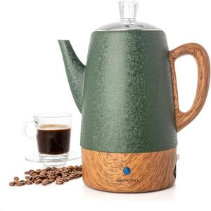 Mixpresso Percolator Coffee Pot Electric 10 Cup, Green Coffee Maker, Coffee Percolator Electric With Keep Warm Function, 10 Cups Stainless Steel Perculator With Basket (Shiny Green)