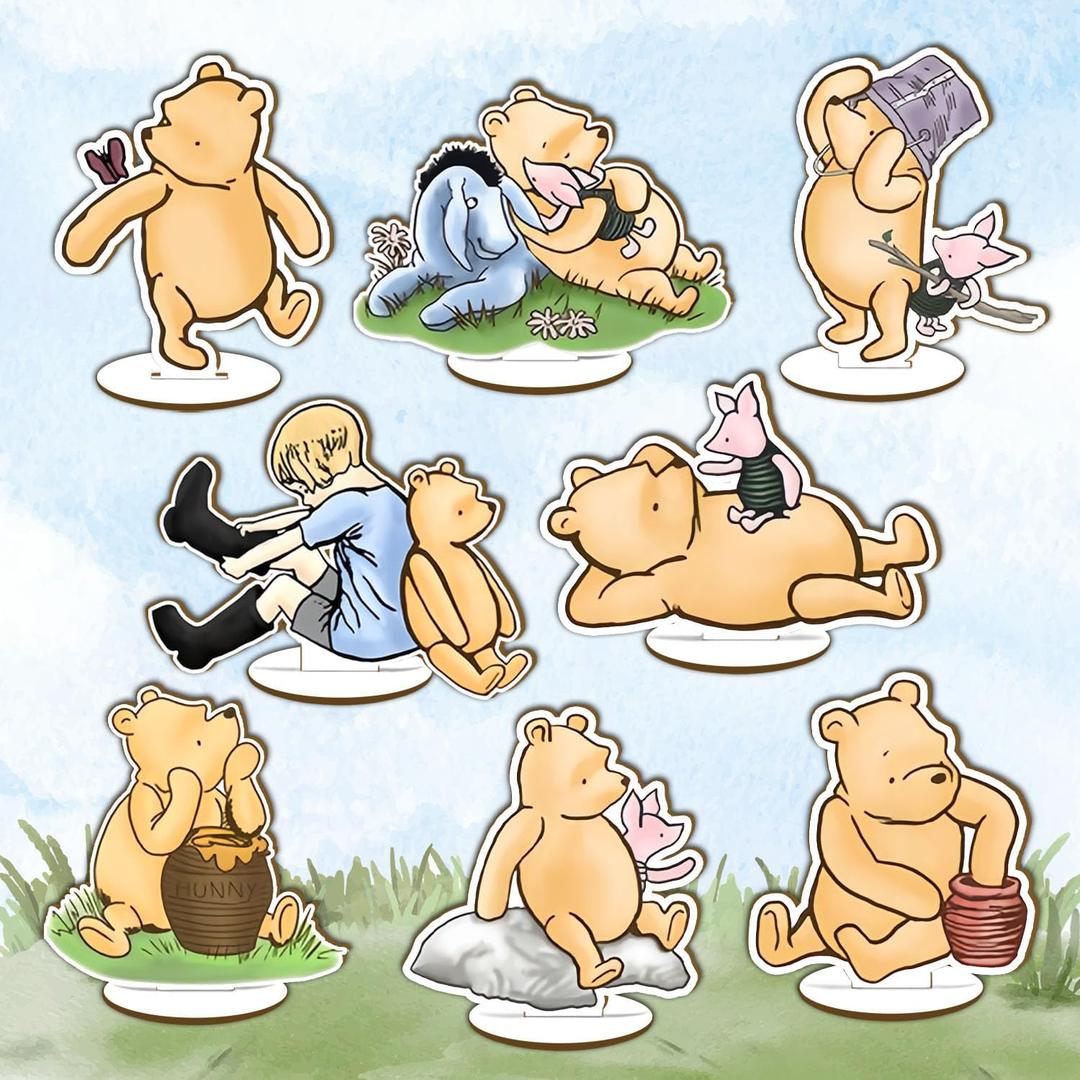 16 Pcs Winnie Centerpieces for Baby Shower, Winnie Wood Table Centerpieces, Cute Animals Decor Cutout Shapes Creatures Table Topper, Baby Shower Party Decor Supplies, Birthday Decorations Supplies