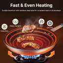 DUMOS 14 Inch Nonstick Frying Pan Heavy-Gauge Aluminum Skillet Black Handle