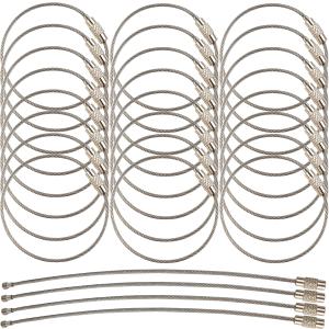50PCS Stainless Steel Wire Keychains Cable, Key Rings, Heavy Duty Luggage Tags Loops Tag Keepers 1.5mm Twist Barrel (Cable Length: 5.9 inches)