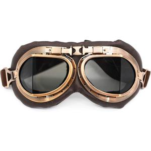 Motorcycle Goggles, Vintage Aviator Pilot Style Motocross Bike Cruiser Scooter Goggle, Anti UV Anti-Scratch Dustproof for Cycling Riding Climbing Fishing (Smoke Lens)