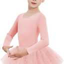 Zaclotre Girls Ballet Leotards 4-Layers Tiered Long Sleeve Dance Tutu Dresses Party Costumes for Ballerina 3-4T