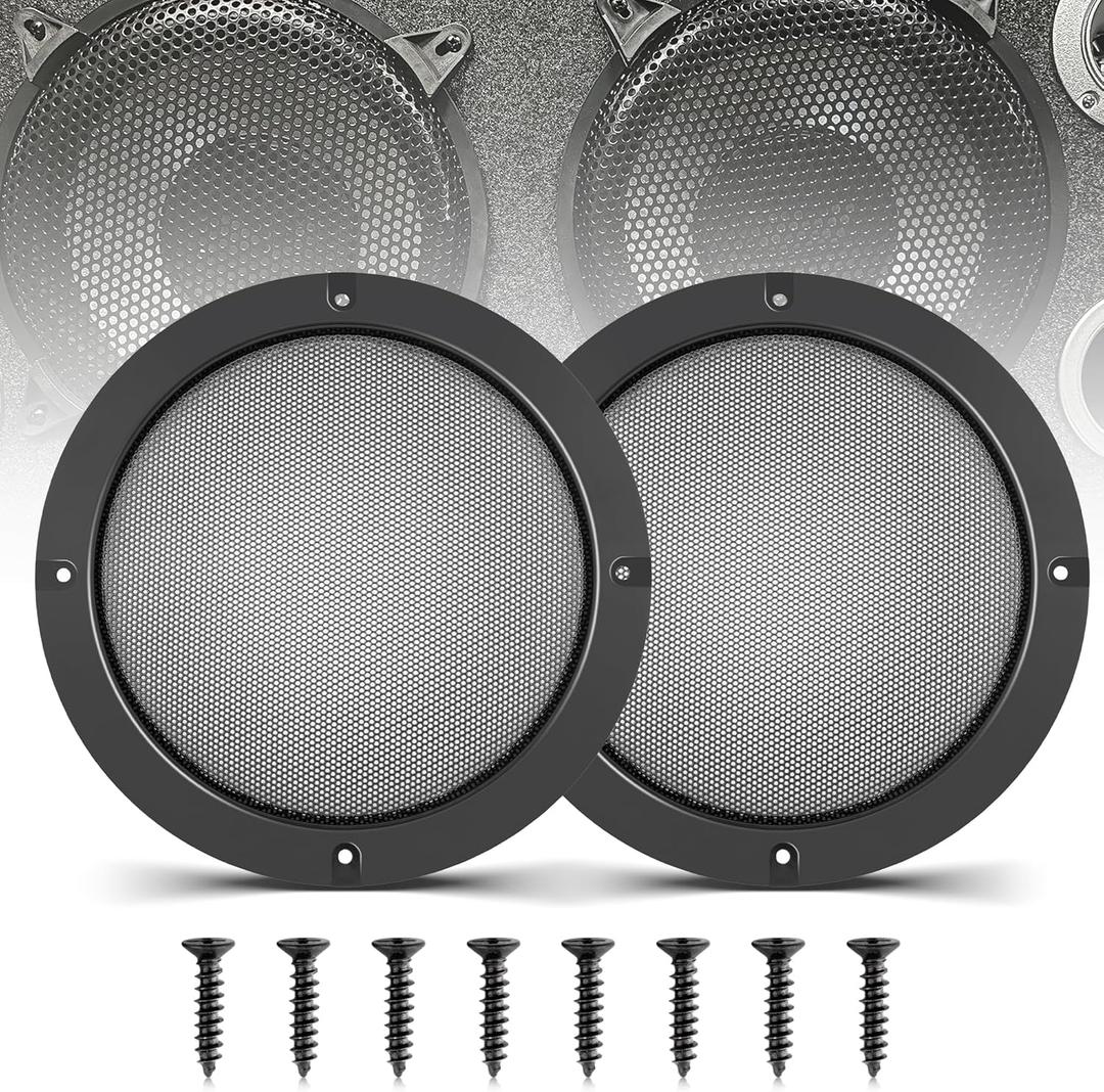 NuIth 6.5 Inch Metal Mesh Round Speaker Grill Cover, Universal Radio Speaker Grills Decorative for Car Speaker Mounting Home Audio DIY, Mesh Subwoofer Grill Horn Guard Protective Case W/ 8PCS Screws