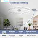 VOLISUN Fandelier Ceiling Fans with Light, 23.6in Low Profile Ceiling Fan with Light and Remote, 3000K-6500K Dimmable Bladeless Ceiling Fan Flush Mount, White Modern Ceiling Fan with Light for Bedroom