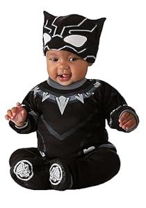 MARVEL Black Panther Official Infant Deluxe Costume - Printed Jumpsuit with Booties and Mask Cap 6 - 12 months