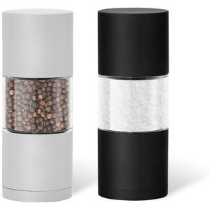 2 x LHS Premium Salt and Pepper Grinder Set, Stainless Steel Salt Pepper Shaker Set, Refillable Pepper Grinder and Salt Mill with Adjustable Coarseness for Kitchen Use - 4.6 Inches (2-Pack)
