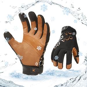 Vgo... 1-Pair -4? or above 3M Thinsulate C100 Winter Warm Waterproof Light Duty Mechanic Glove, High Dexterity, Anti-abrasion, Rigger Glove (Size S, Brown, GA9603FW)