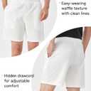 Liloak Men's Athletic Shorts with Pockets,Sweat Shorts for Men Pack,7 Inch Cotton Knit Shorts Men Multipack Casual Fit Summer (Medium, Waffle-grey/White/Lightblue)